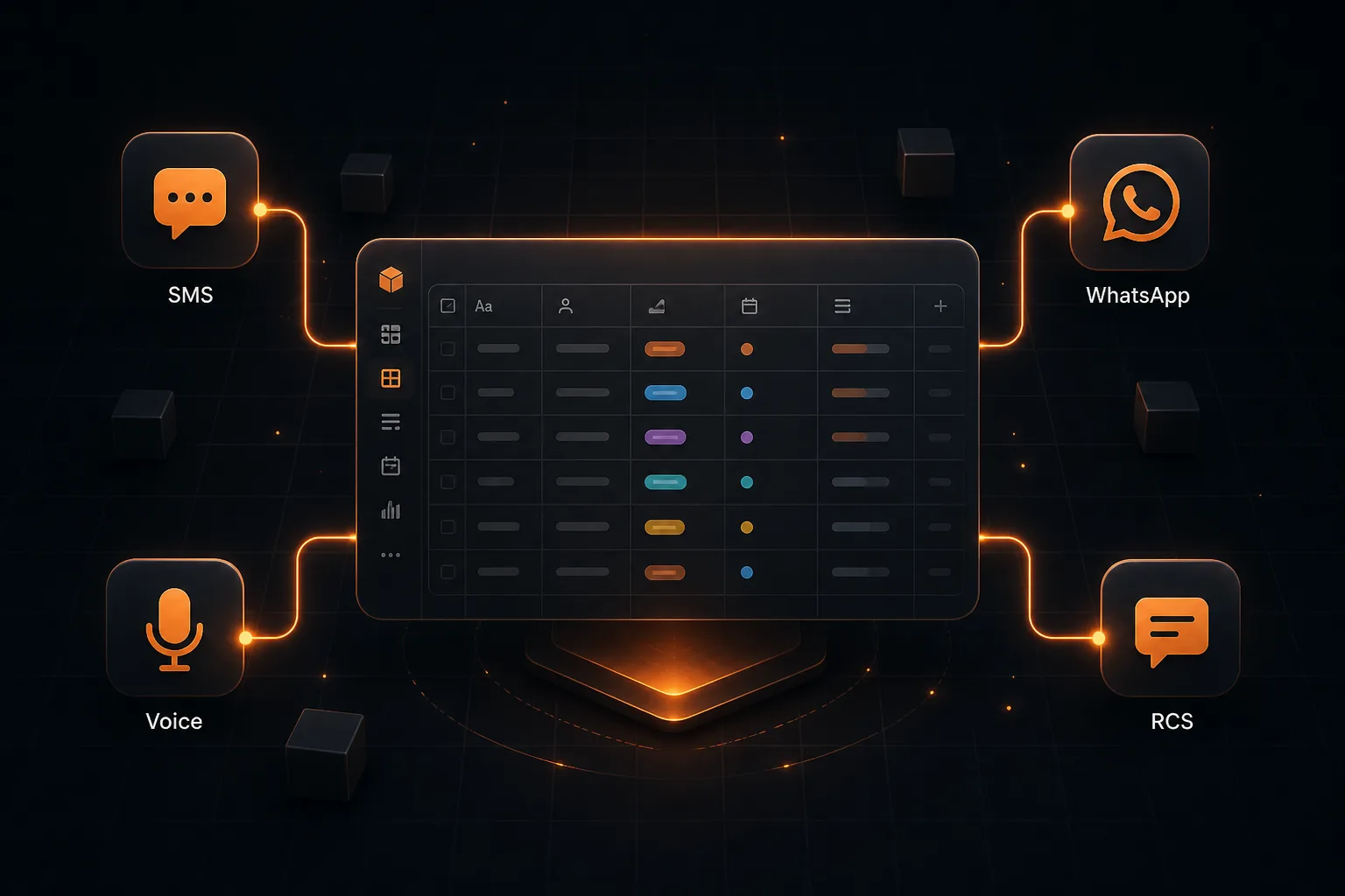 Airtable Connector Plugin linking bases and tables to SMS, WhatsApp, Voice, and RCS for SMPP Center resellers