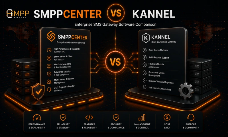 Illustration about SMPPCenter vs Kannel SMS Gateway
