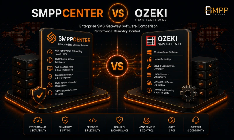 Illustration about SMPPCenter vs Ozeki NG SMS Gateway