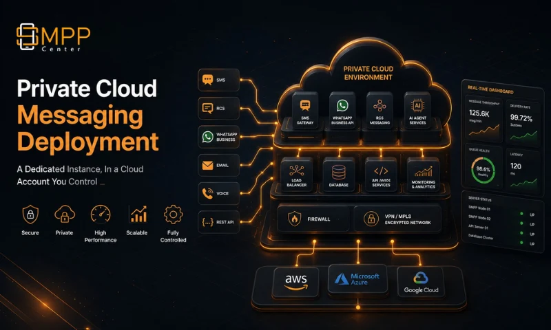 Illustration about Private Cloud Deployment for Messaging Software