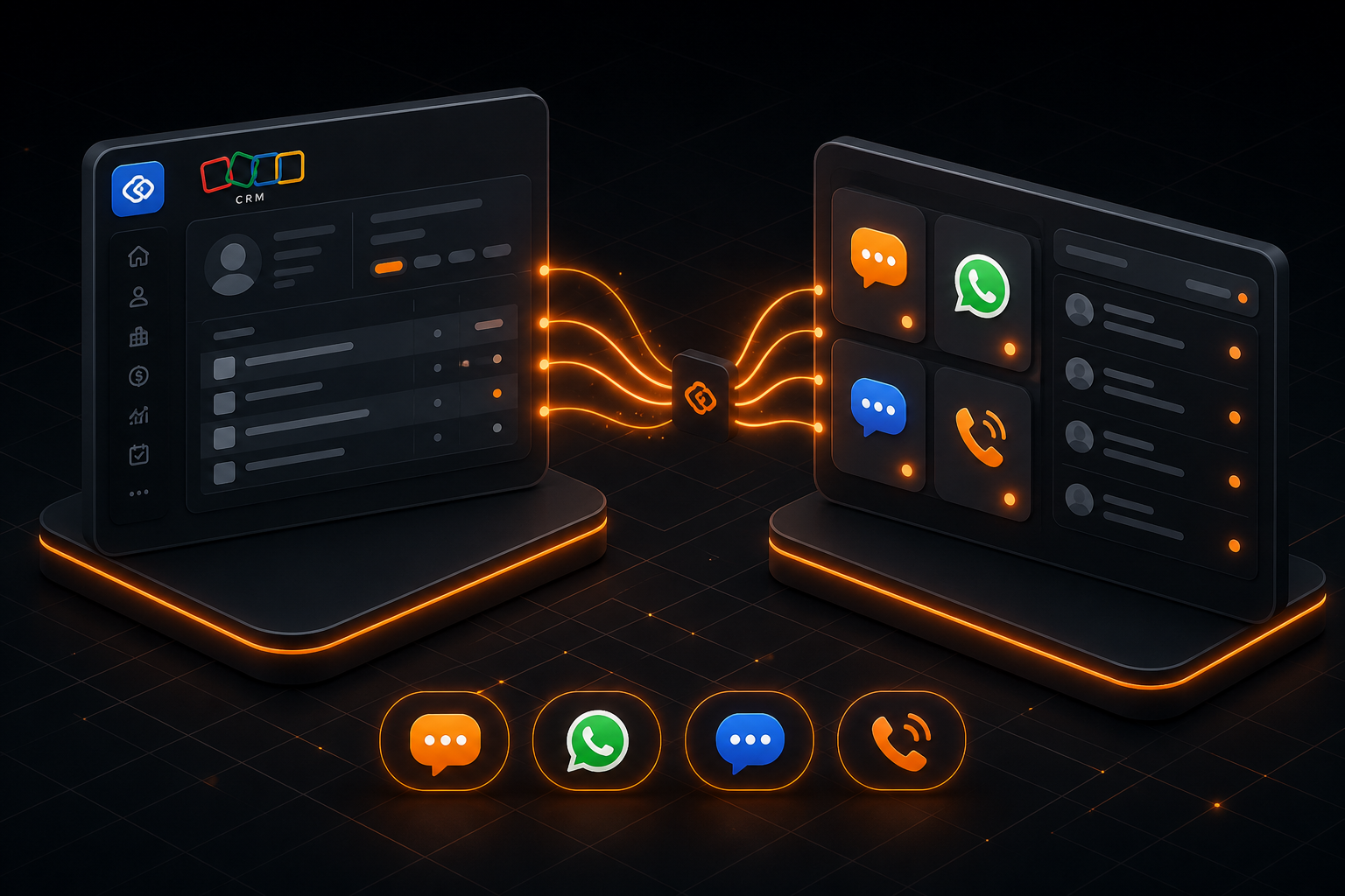 Zoho CRM Connector Plugin linking CRM records to SMS, WhatsApp, Voice, and RCS