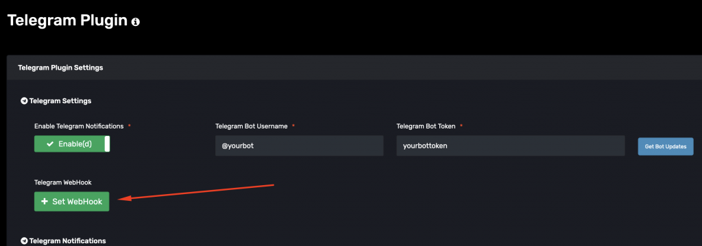 SMPP Center Telegram Plugin Setup Webhook