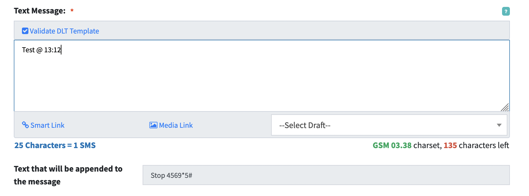 User Panel View of Append Text Feature