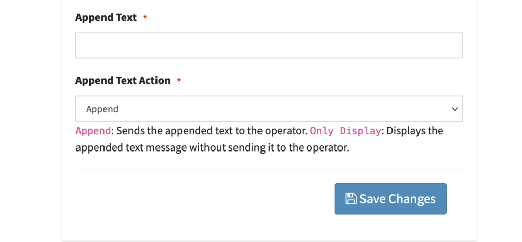 Admin panel settings to Append Text on Sender ID configuration