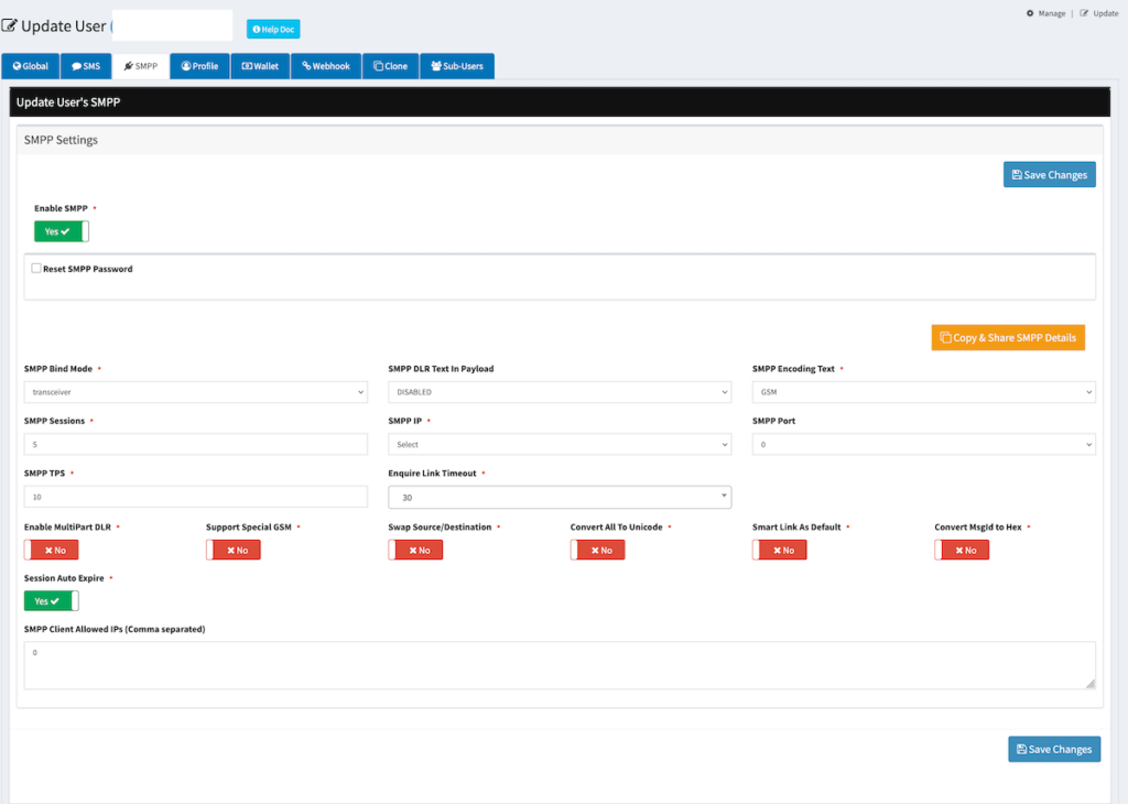 SMPP Connectivity User